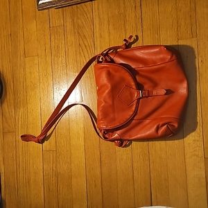 Barganza Red Shoulder Saddle Bucket Bag